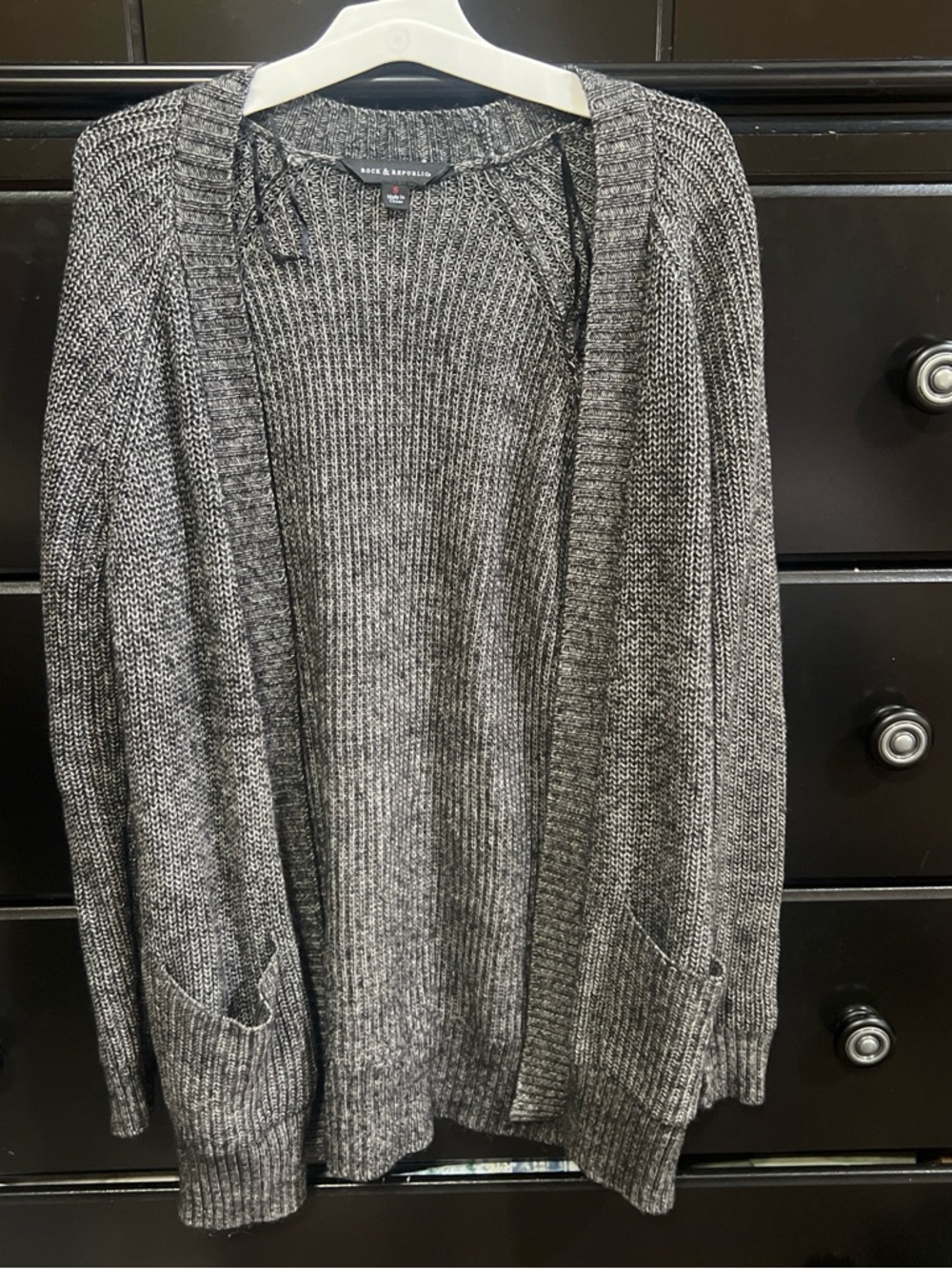Rock & Republic Gray Open-Front Knit Cardigan